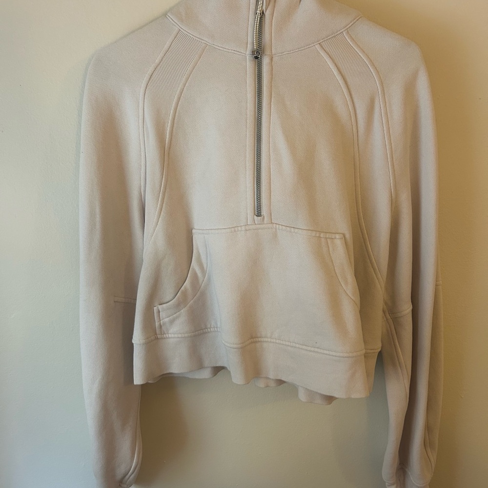 Lululemon Athletica white opal Half-Zip scuba hoodie